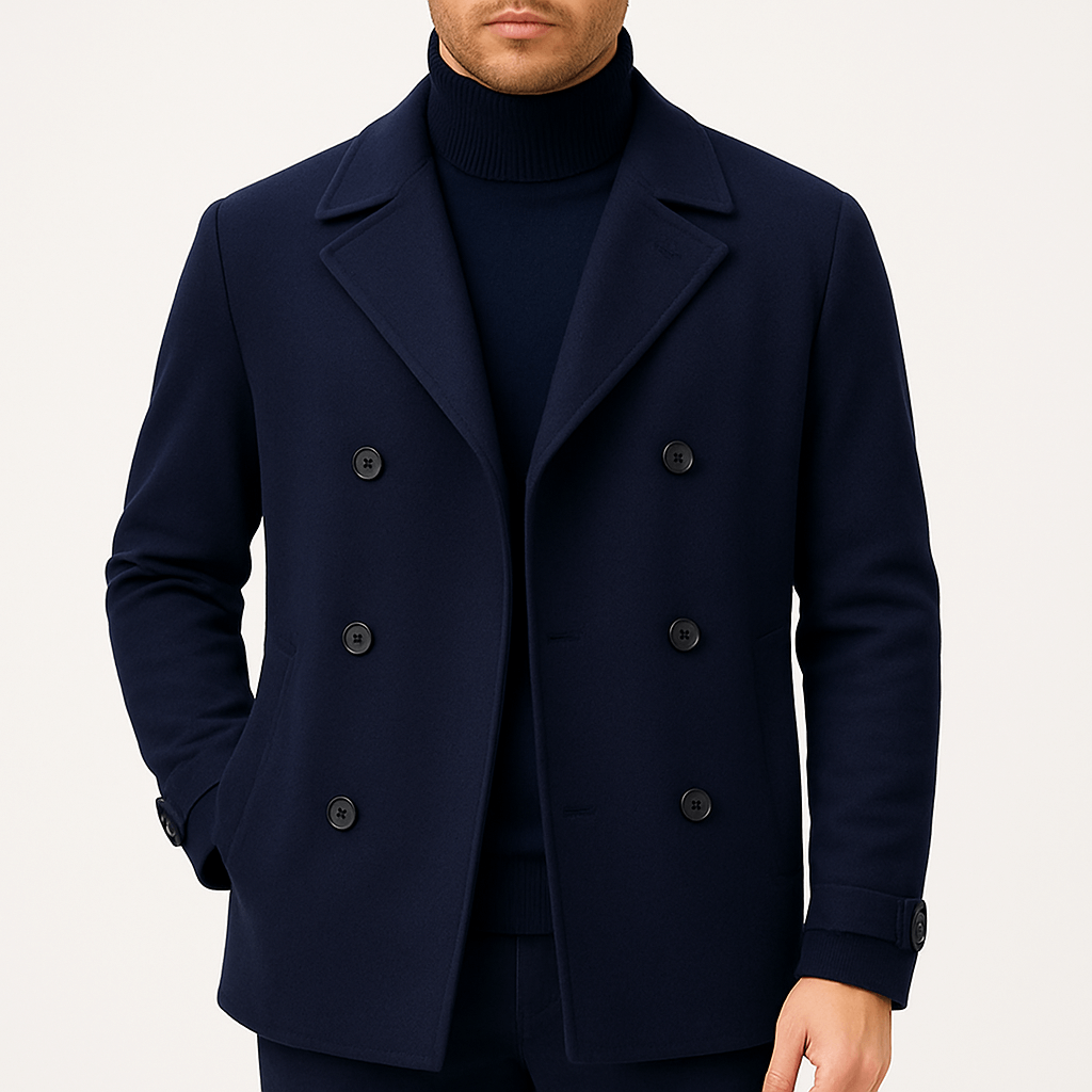 Warm Navy Blue Double Breasted Coat