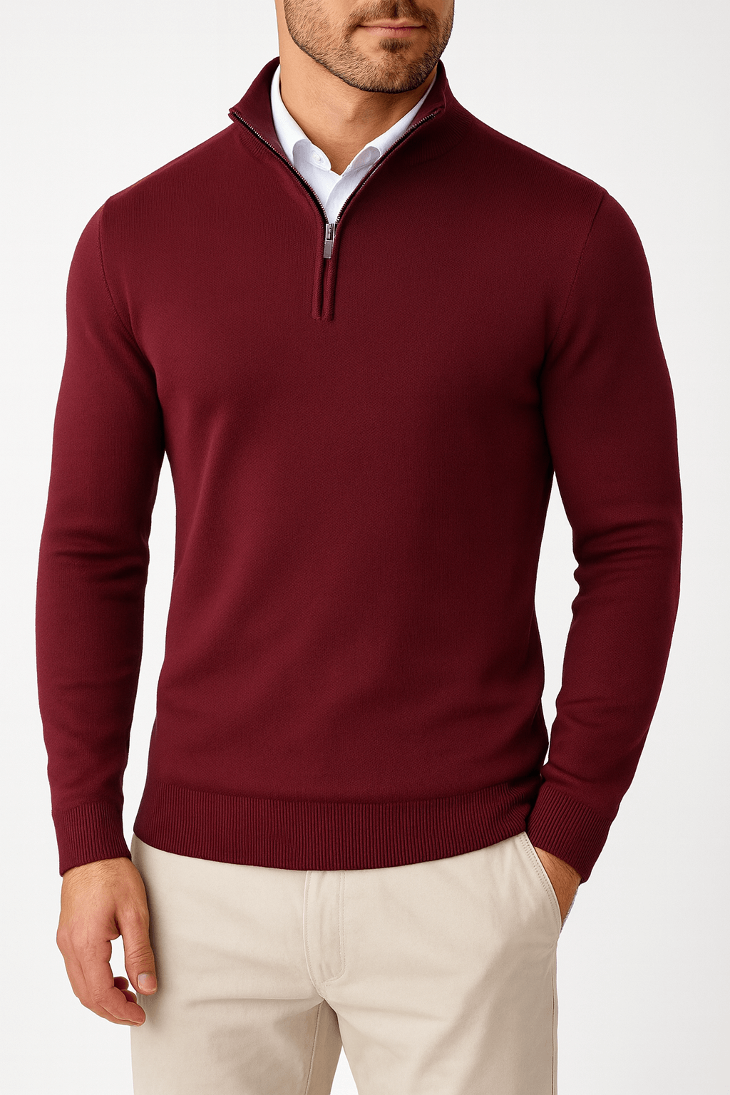 Men's Crew Neck Zipper Sweater