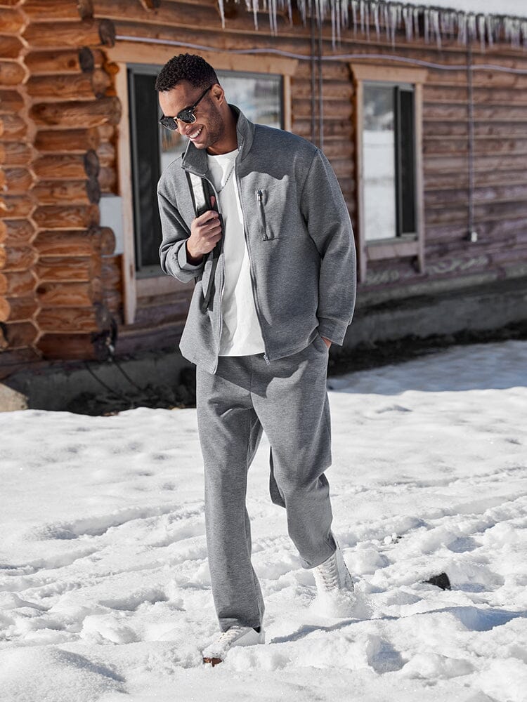 Casual Sports Zip Up Jacket Set