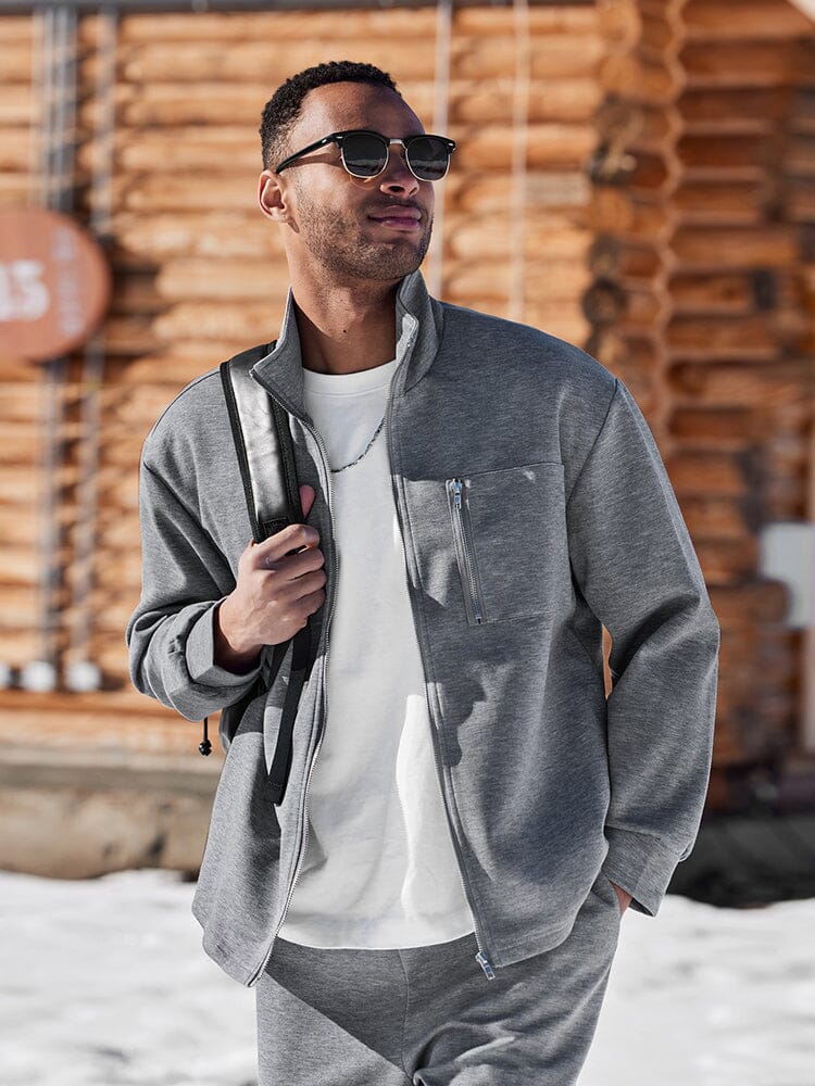 Casual Sports Zip Up Jacket Set