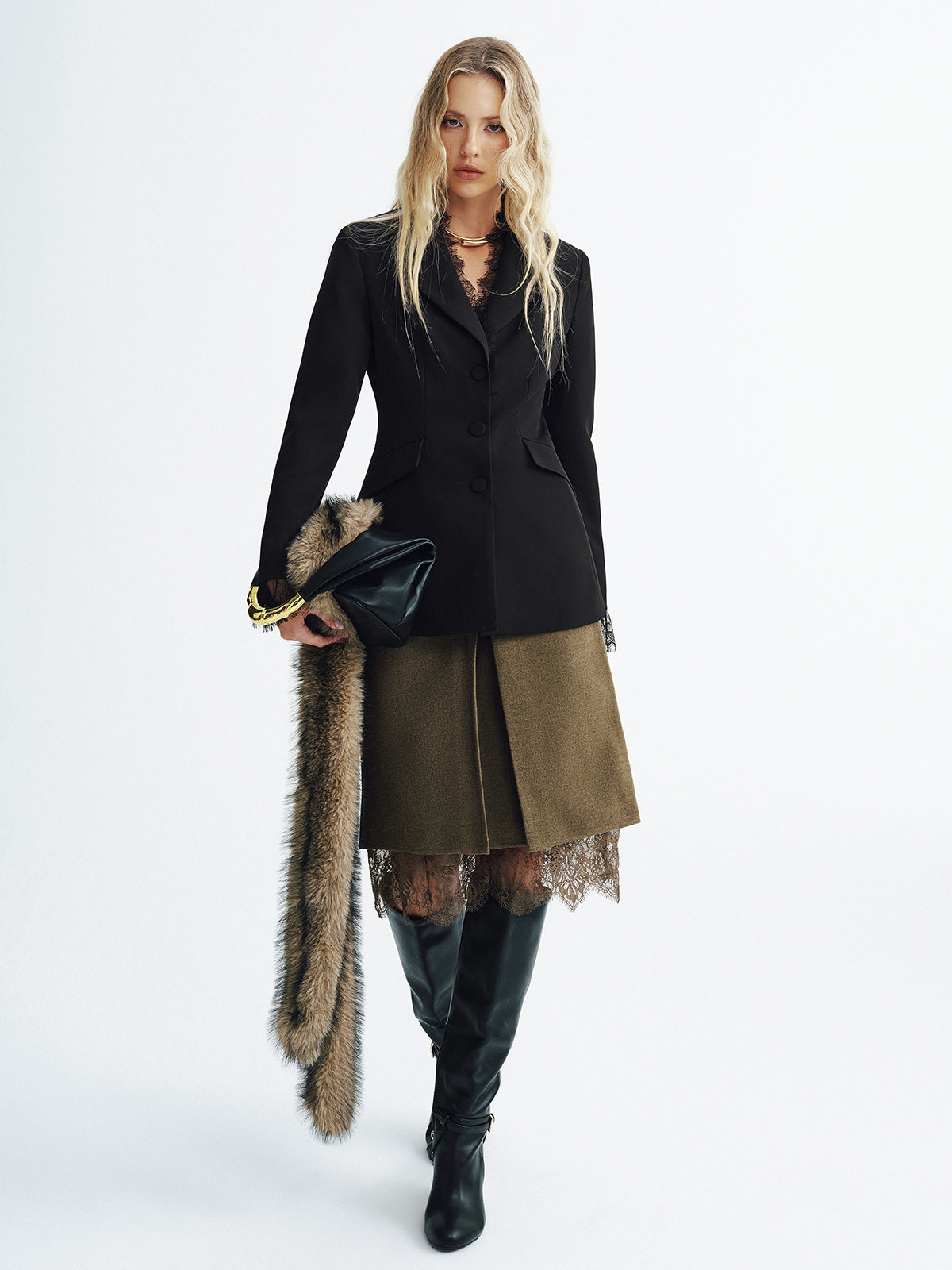 Tailored Fit Lace Trim Blazer