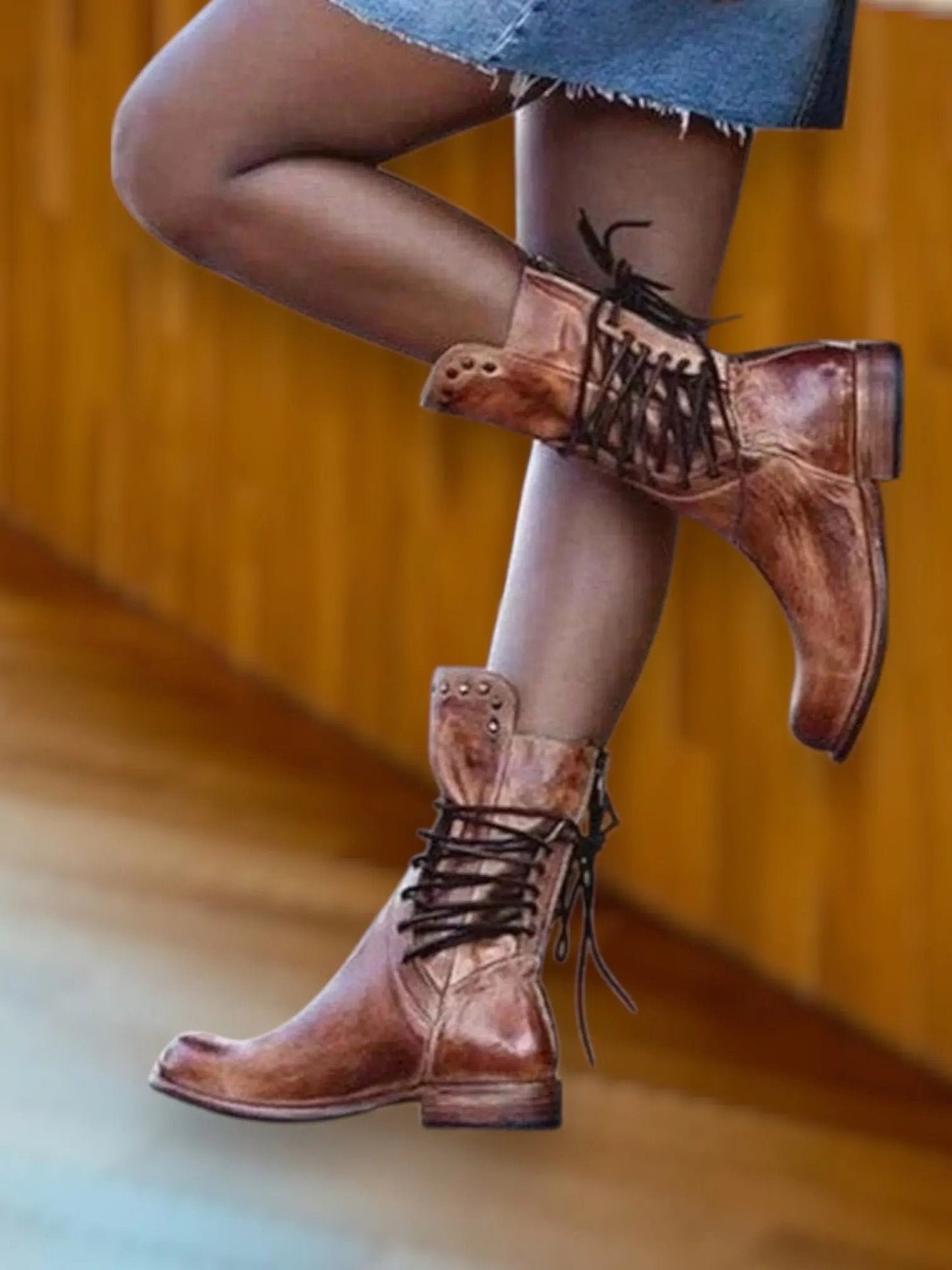 Comfortable Women's Leather Ankle Boots with Laces