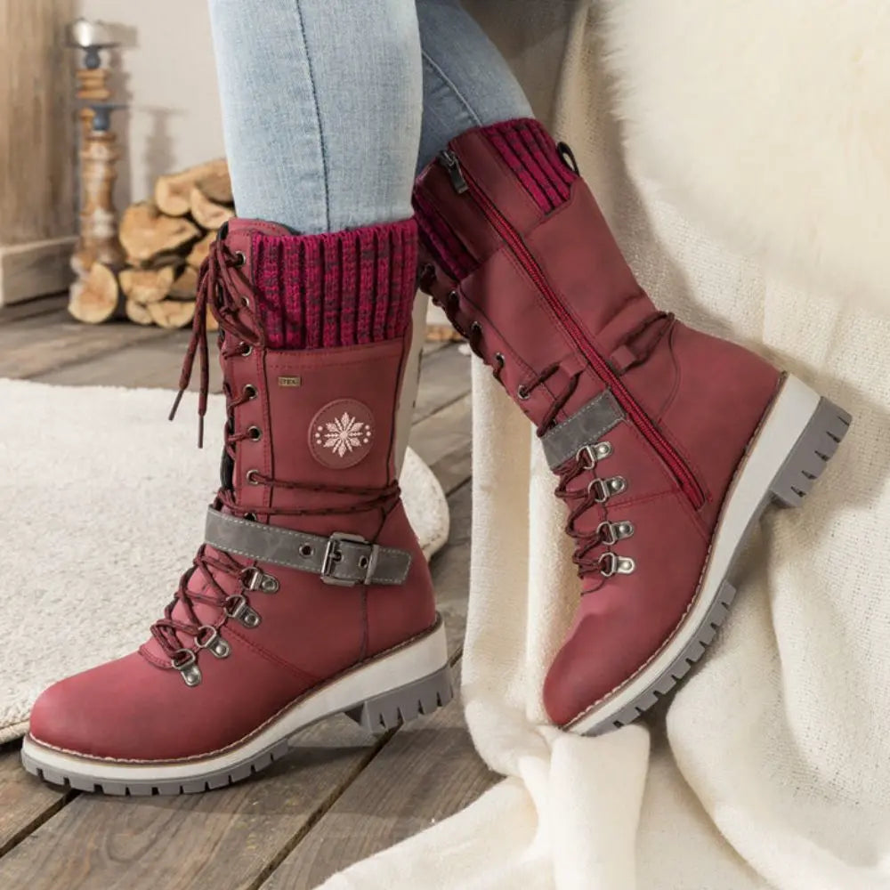Warm Black Women's Ankle Boots with Grip Sole