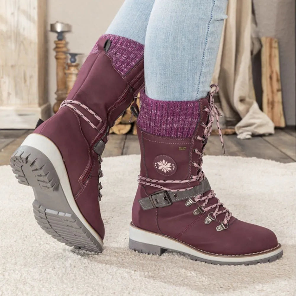 Warm Black Women's Ankle Boots with Grip Sole