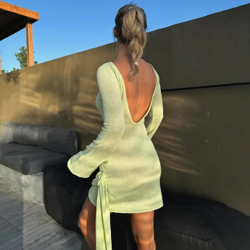 Laniyah Dress | Long Sleeve Draped Mini Dress