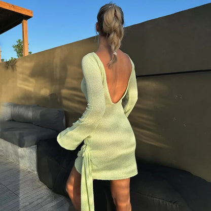 Laniyah Dress | Long Sleeve Draped Mini Dress