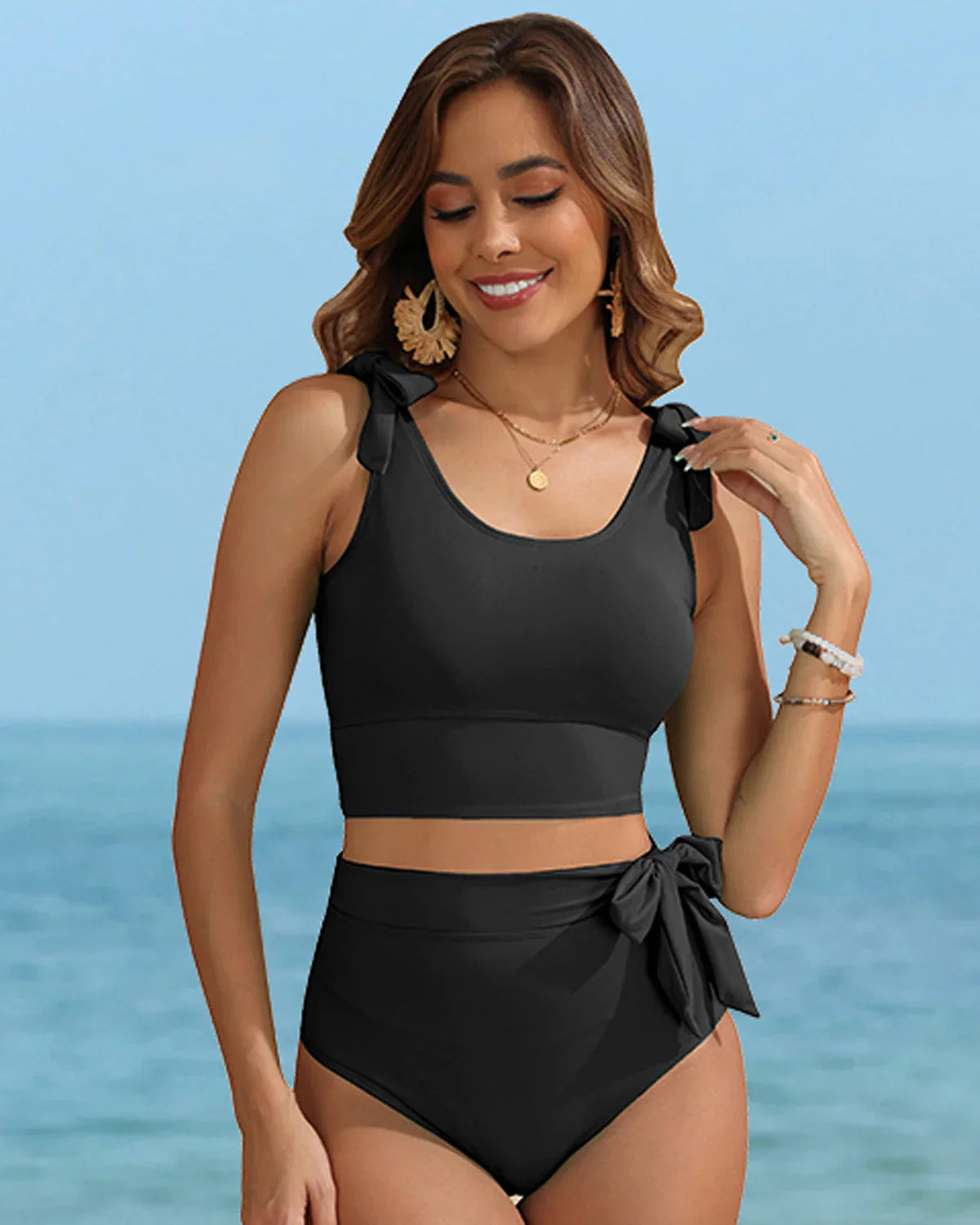 Colorful Ribbon Tie Bikini Swimsuit for Women - OutfitLondon