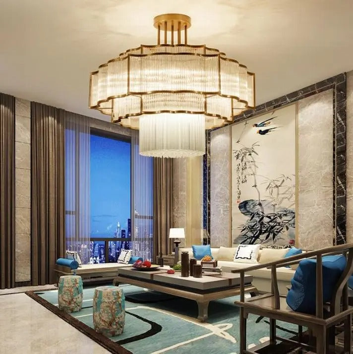 Stunning Multi Tier Glass Hanging Lamp - OutfitLondon