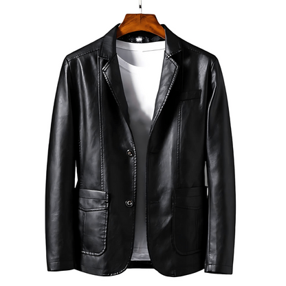 Vintage Style Synthetic Leather Button Jacket