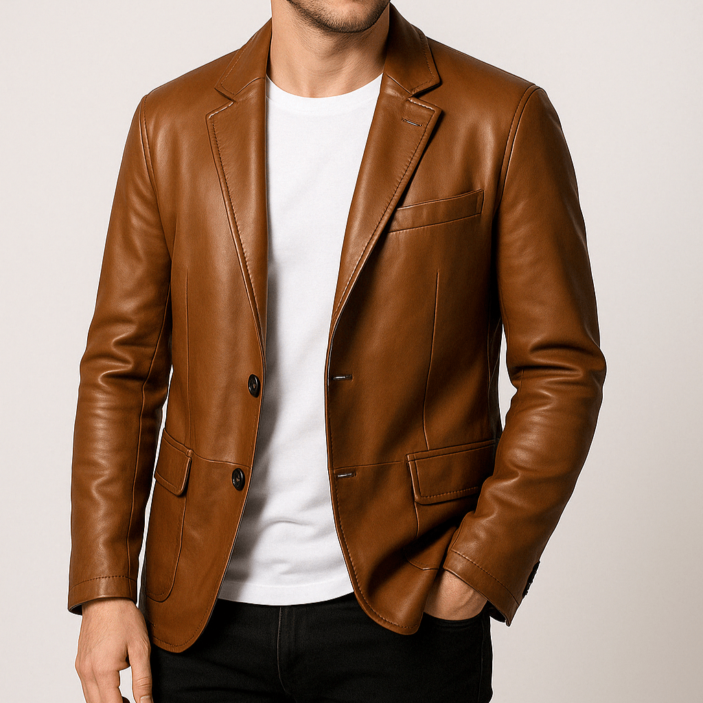 Vintage Style Synthetic Leather Button Jacket