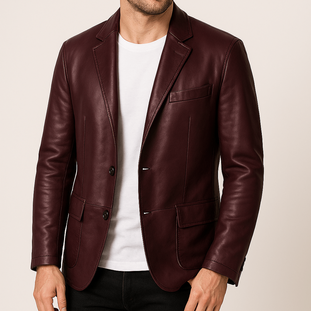 Classic Formal Two Button Leather Jacket