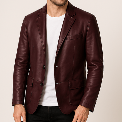 Classic Formal Two Button Leather Jacket
