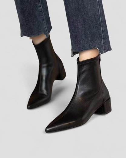 Low Heel Ankle Boots with Back Zip Closure - OutfitLondon