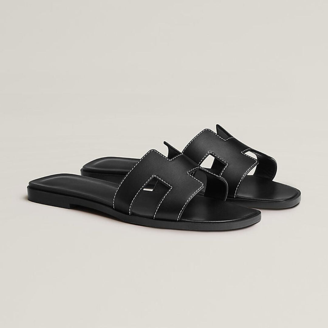 Classic White Leather Sandals With Wooden Heel