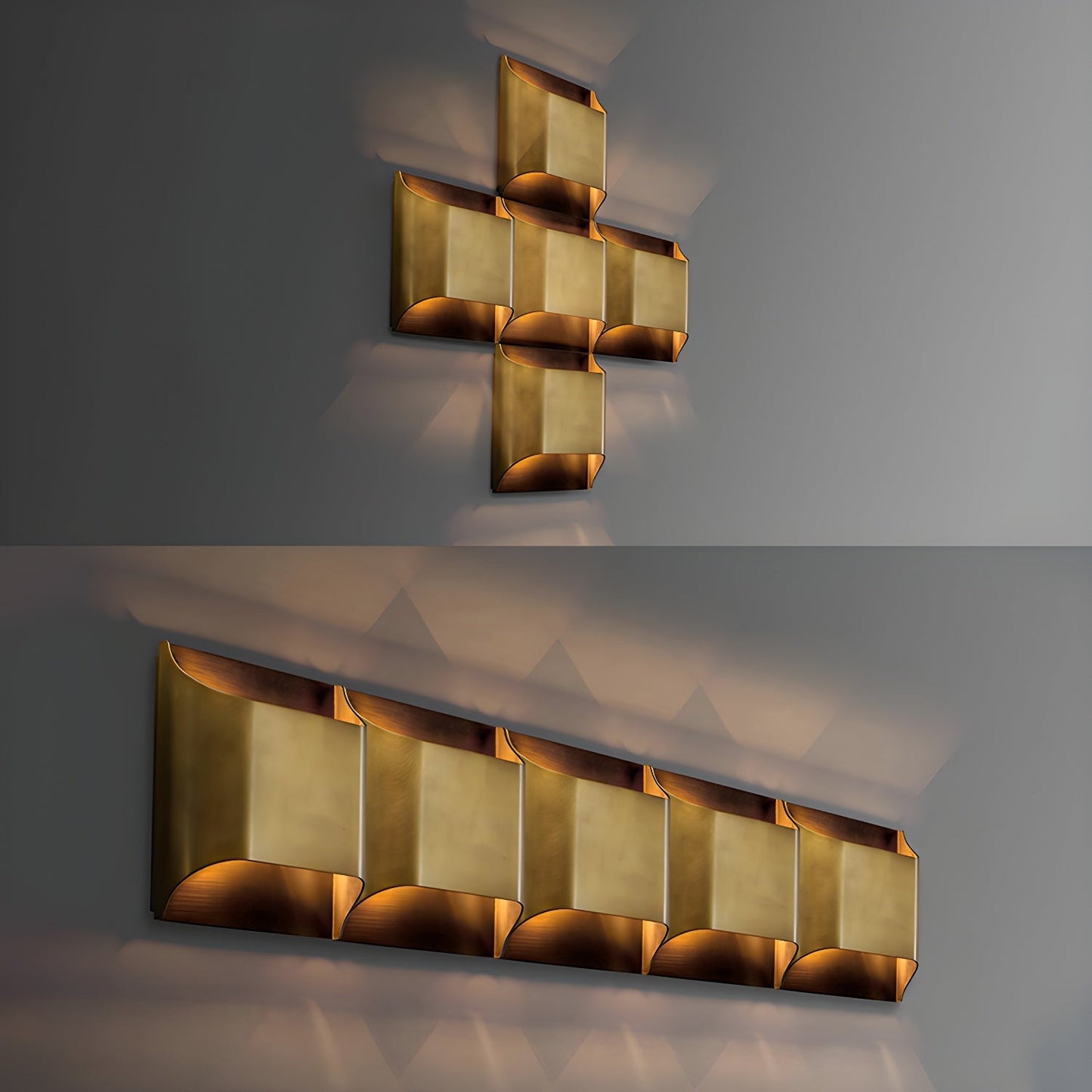Contemporary Arc Brass LED Wall Light Fixture