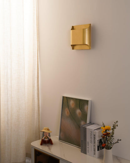 Contemporary Arc Brass LED Wall Light Fixture