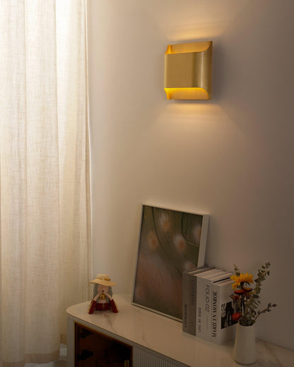 Contemporary Arc Brass LED Wall Light Fixture