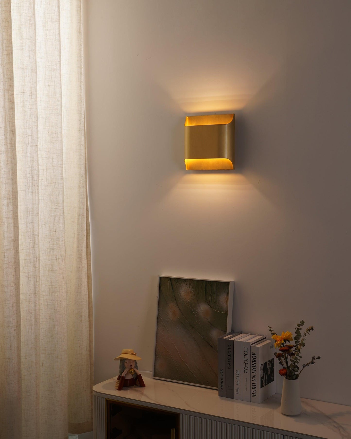 Contemporary Arc Brass LED Wall Light Fixture