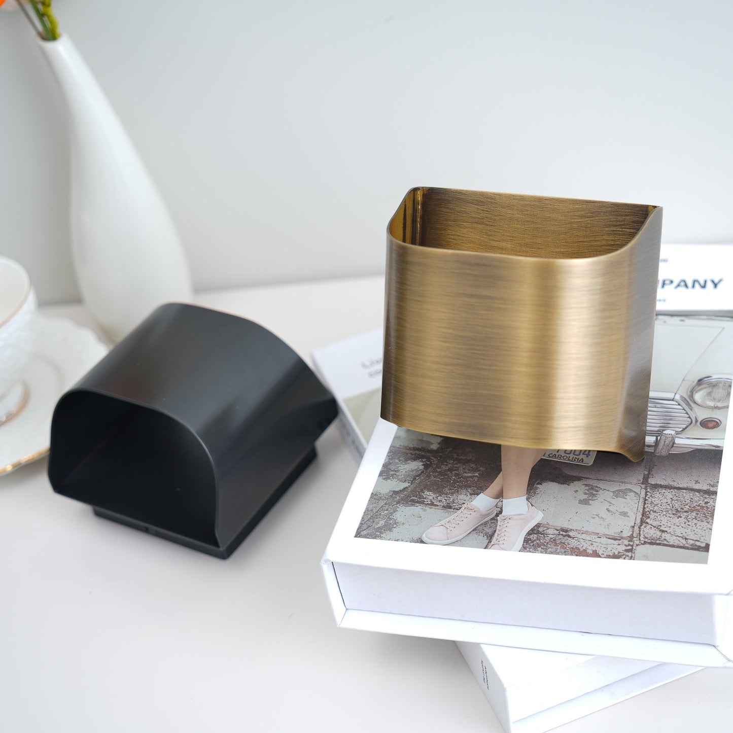 Contemporary Arc Brass LED Wall Light Fixture