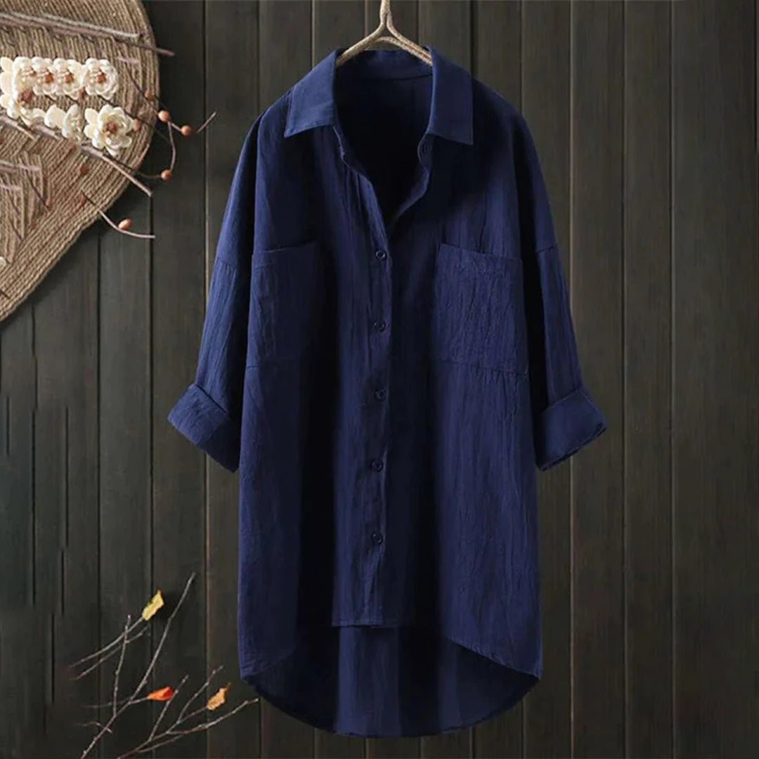 Relaxed Fit Ladies Classic Button Shirt