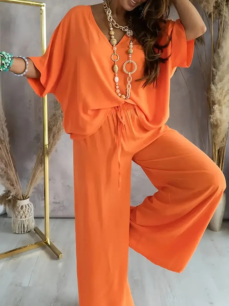 Lennie Set | Solid Color Long Sleeve Top And Pants Set