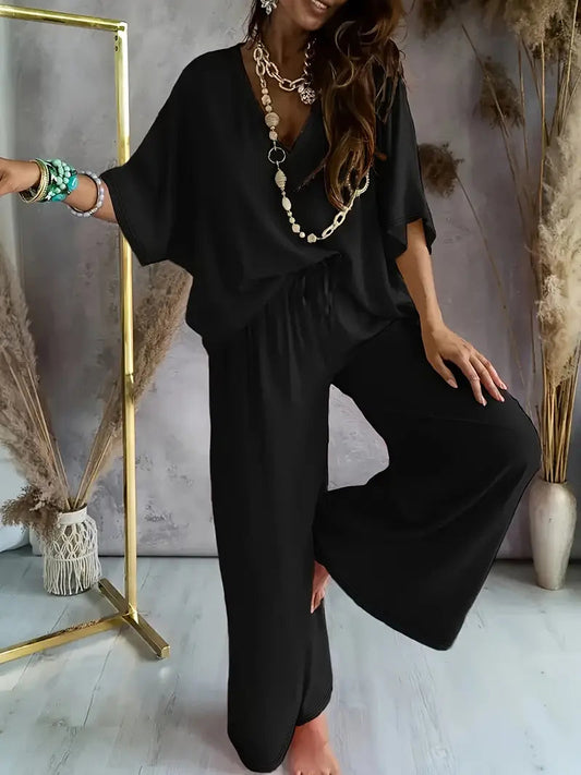 Classic 2 Piece Long Sleeve Top And Pants Set - OutfitLondon