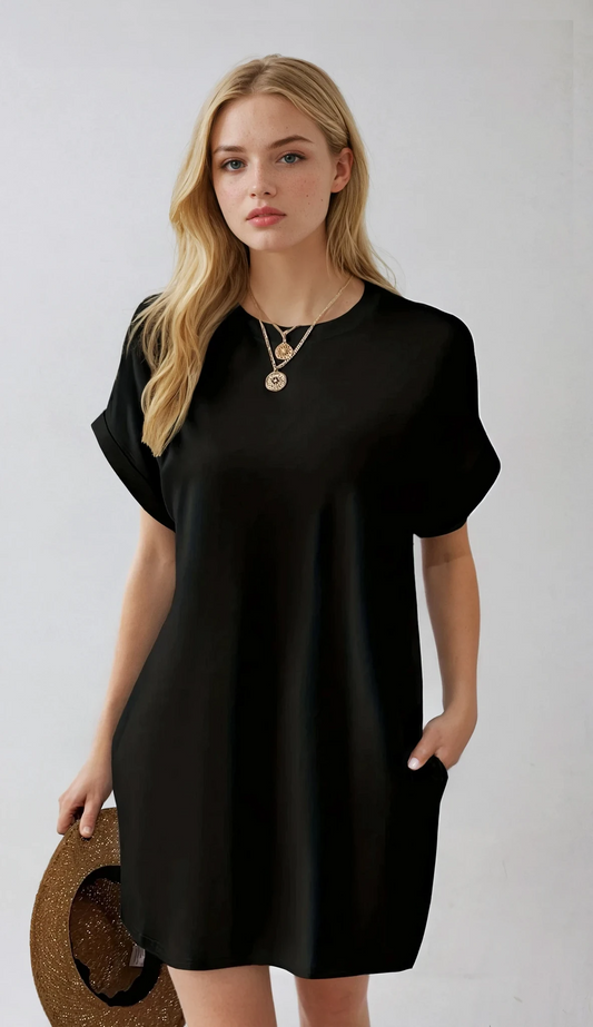 Casual Women's Daily Wear T-Shirt Dress - OutfitLondon