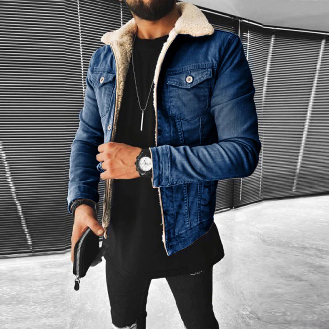 Classic Button Pocket Navy Blue Coat