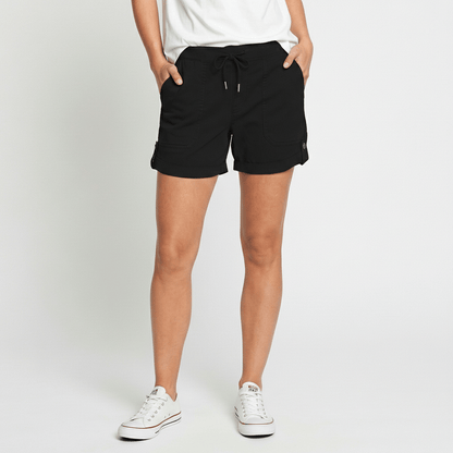 Casual Drawstring Shorts with Pockets Rolled Cuff