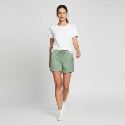 Casual Drawstring Shorts with Pockets Rolled Cuff