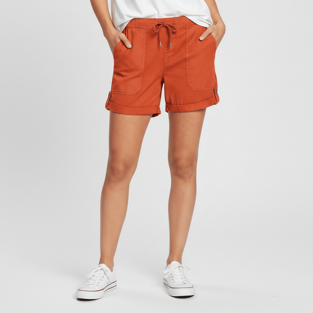 Casual Drawstring Shorts with Pockets Rolled Cuff - OutfitLondon