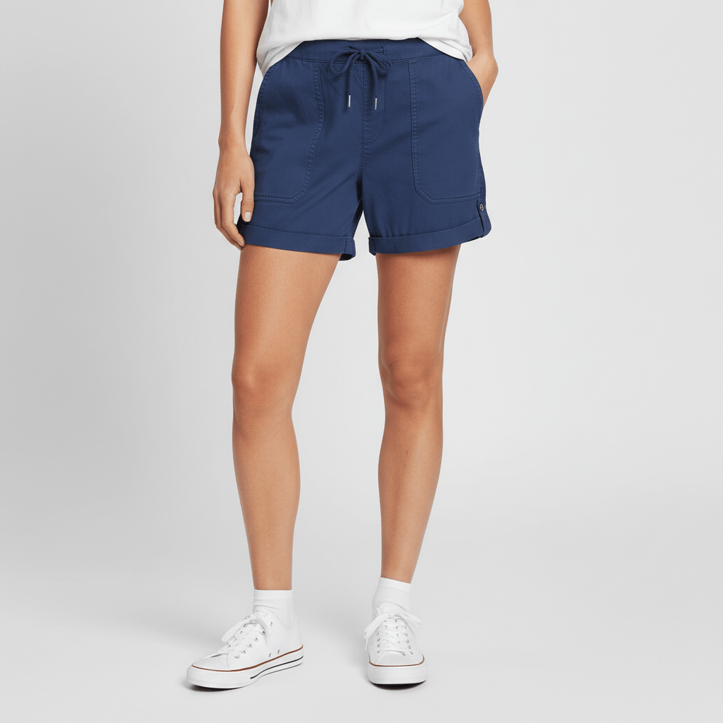 Casual Drawstring Shorts with Pockets Rolled Cuff