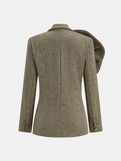 Women's Elegant Floral Patterned Tweed Jacket