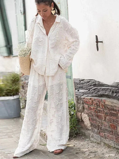 Relaxed Fit Long Sleeve Top And Pant Set - OutfitLondon