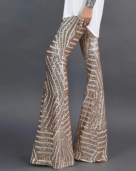 Women's Sequin Flared Trousers - OutfitLondon