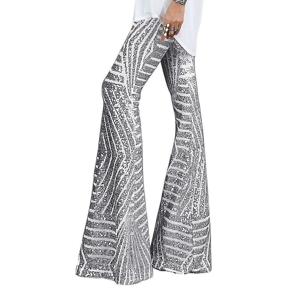 Women's Sequin Flared Trousers