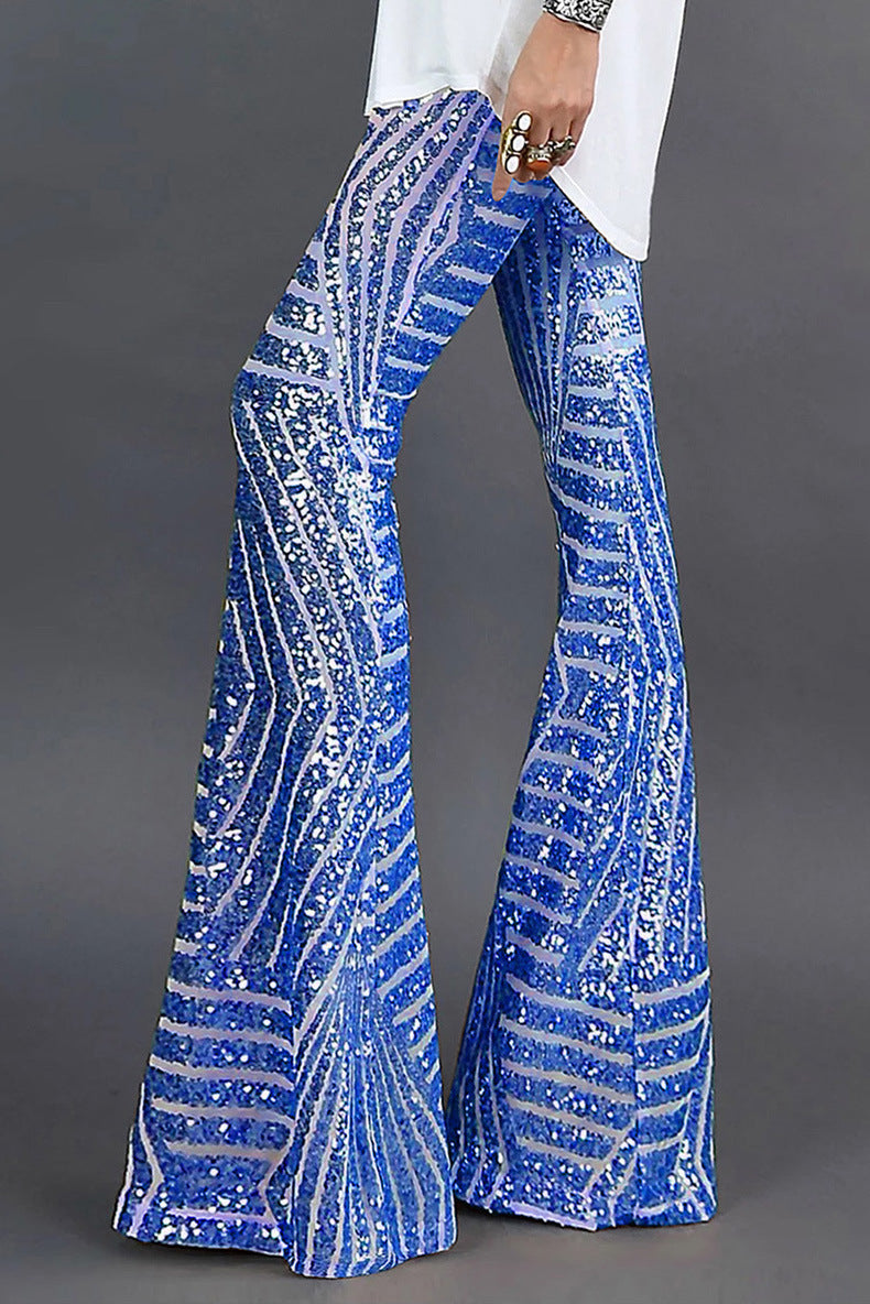 Women's Sequin Flared Trousers