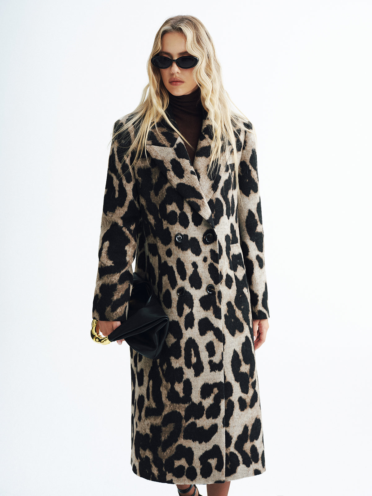 Warm Leopard Faux Fur Double Breasted Coat