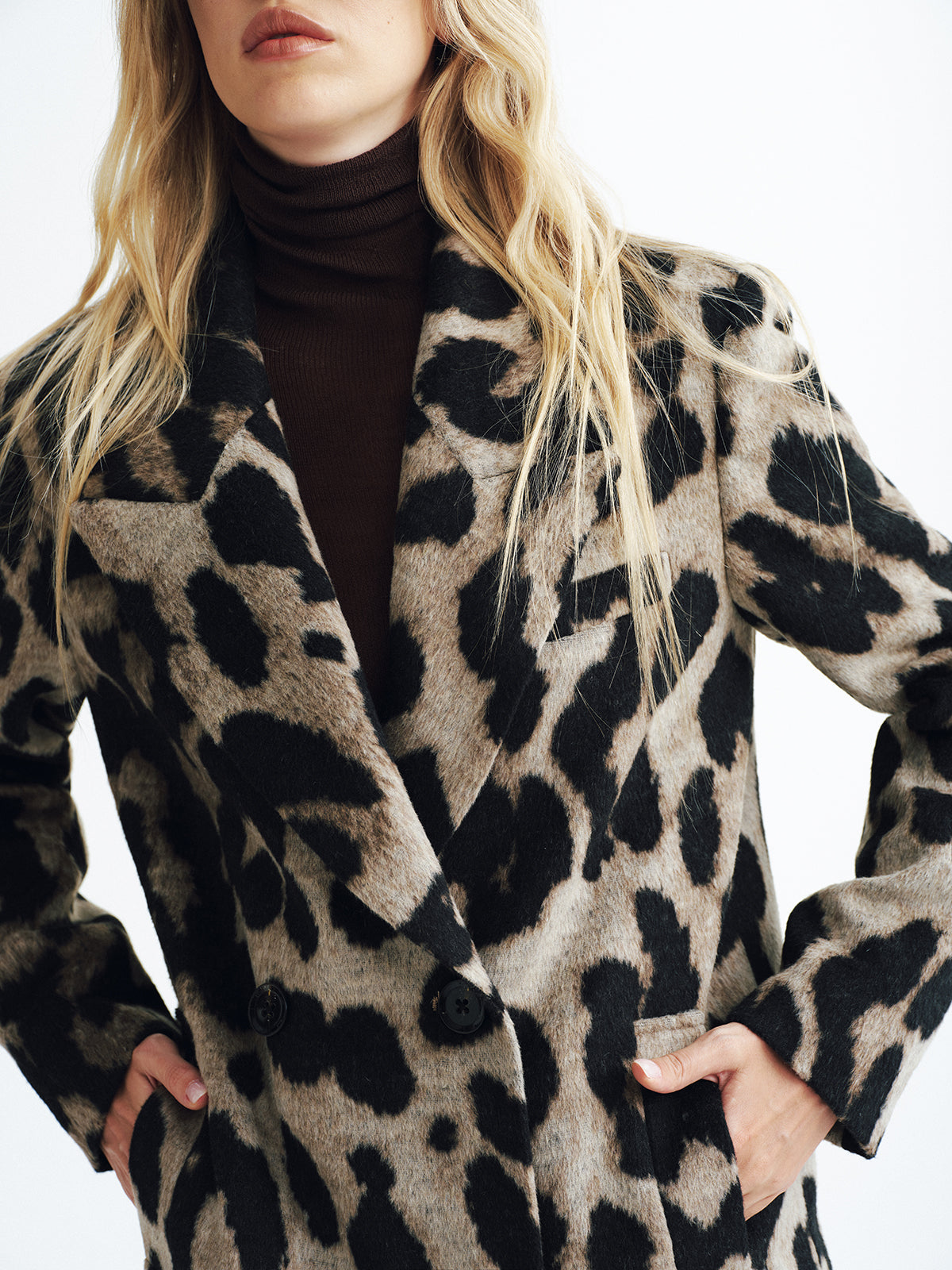 Warm Leopard Faux Fur Double Breasted Coat