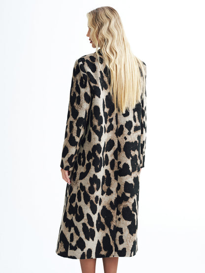 Warm Leopard Faux Fur Double Breasted Coat