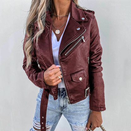Slim Fit Women's Biker Leather Jacket