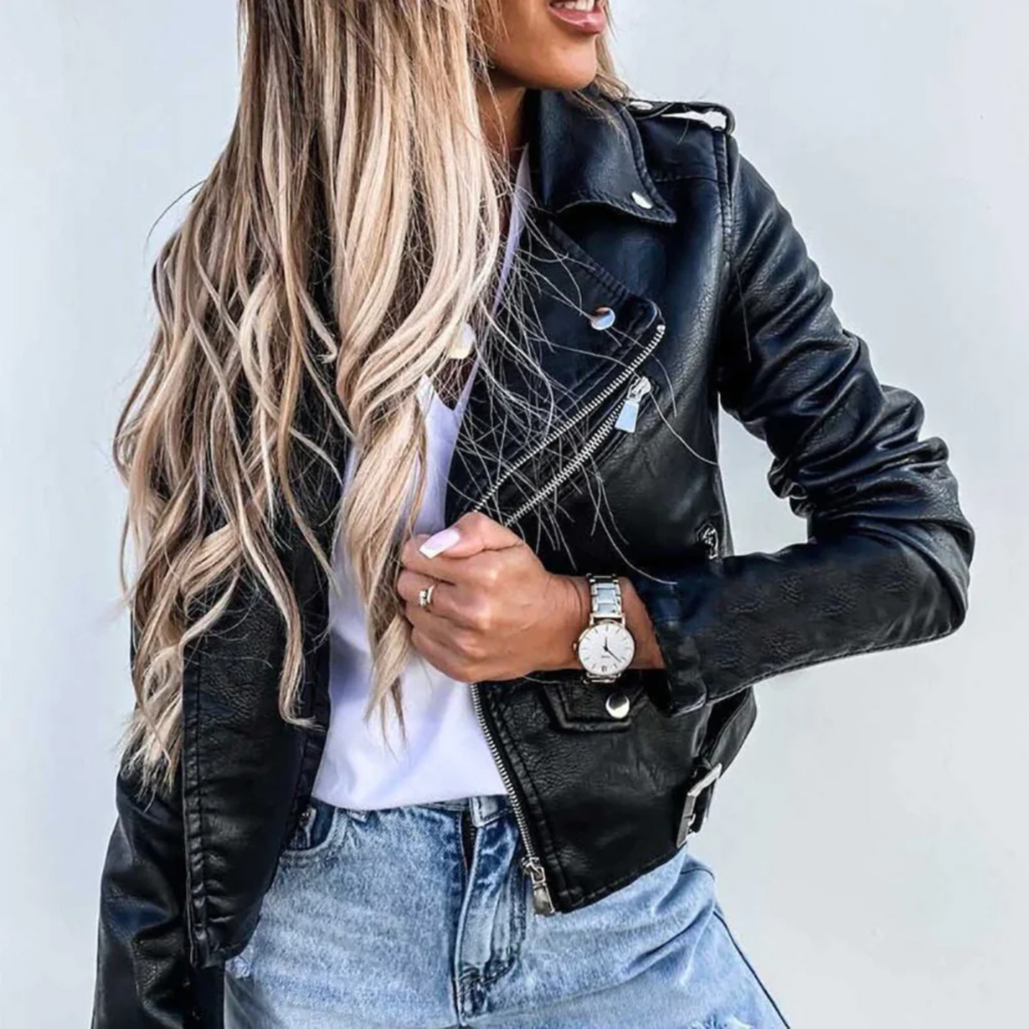 Slim Fit Women's Biker Leather Jacket