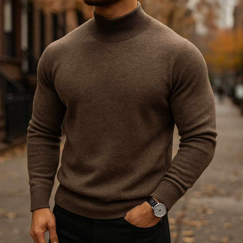 Leriano Men's Merino Wool Turtleneck Sweater