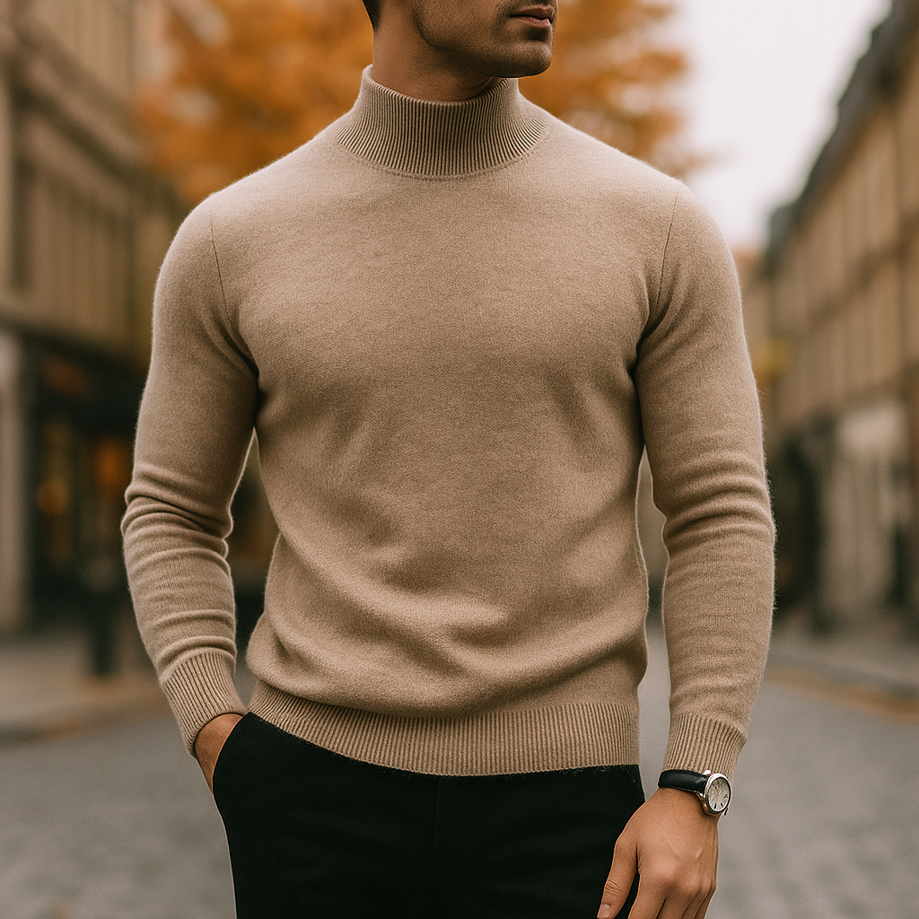 Leriano Men's Merino Wool Turtleneck Sweater