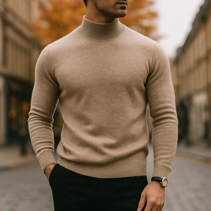Leriano Men's Merino Wool Turtleneck Sweater