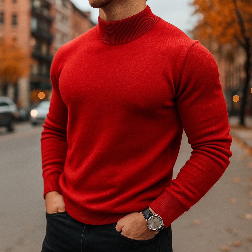 Leriano Men's Merino Wool Turtleneck Sweater