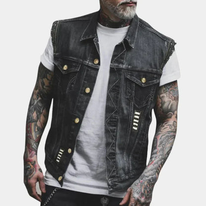 Classic Blue Jeans Mens Waistcoat - OutfitLondon