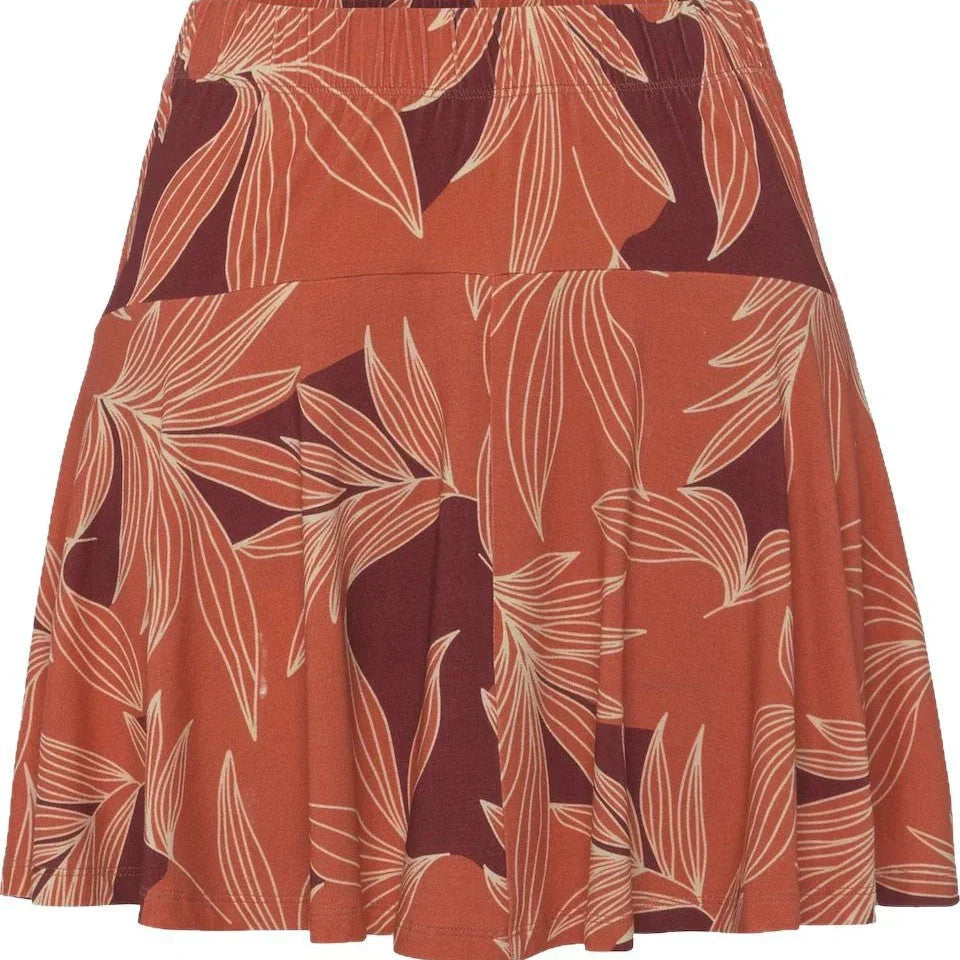 Floral Plus Size A-Line Skirt with Built-In Shorts