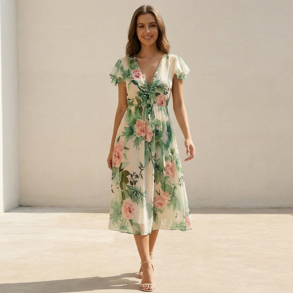 Casual Floral Midi Dress