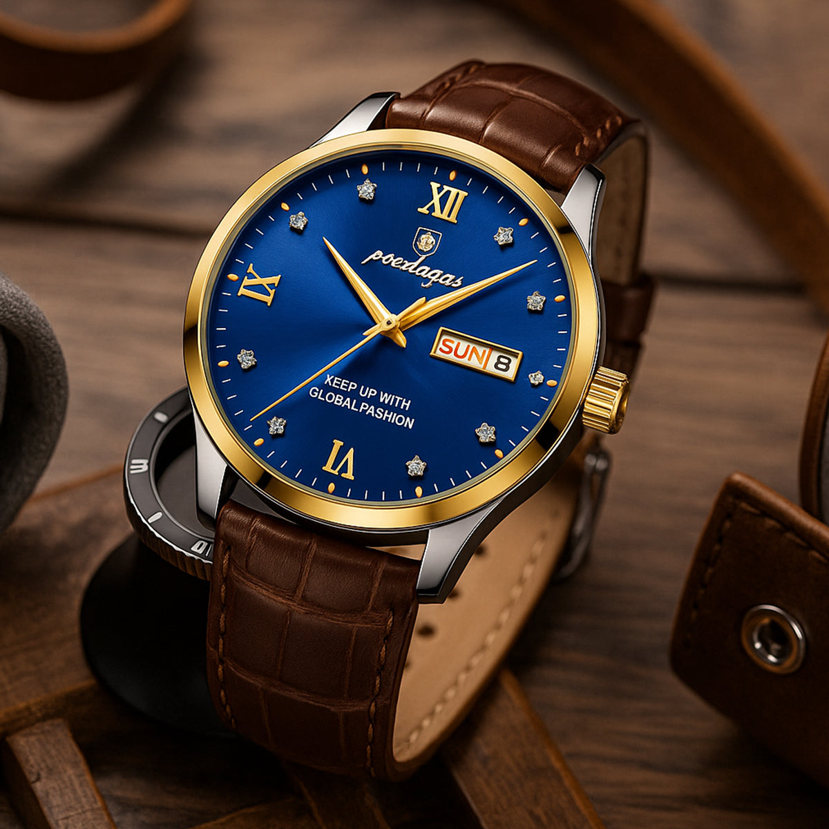 Elegant Classic Mens Watch - Genuine Leather Band